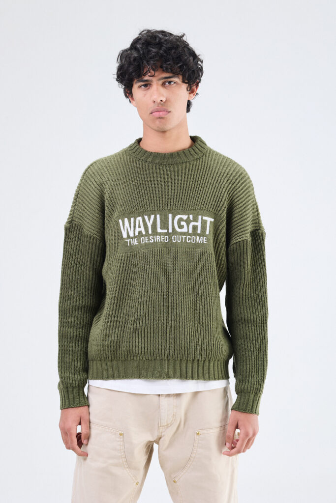 The way light <br>  knitted sweater  Olive